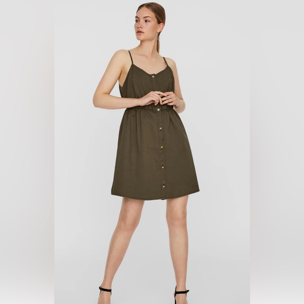 VERO MODA Green Spaghetti Strap Sundress